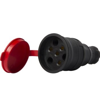 Силова розетка переносна з захисною кришкою каучукова e.socket.rubber.031.25, 4п., 25А